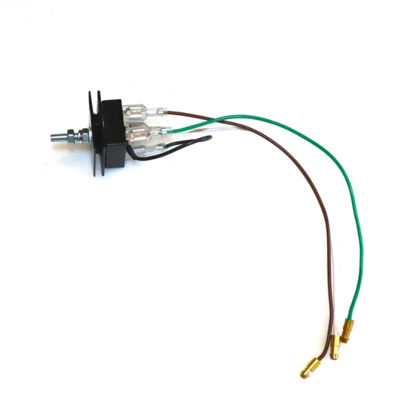 Compact modern replacement for Wipac S2642 rectifier, featuring a 1-inch square black body with colour-coded wires and a central 5mm mounting stud – ideal for classic motorcycle electrics.